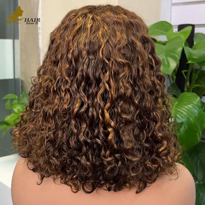 Beginner Friendly Water Wave Minimalist Lace Glueless Short Curly Wig