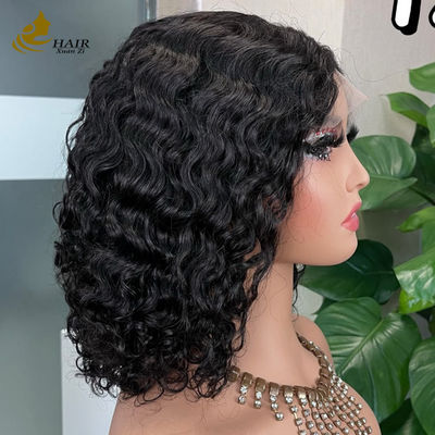 12 Inch Glueless 5*5 Front Lace Human Hair Wig Water Wave Glueless Silk Top Full Lace Wig