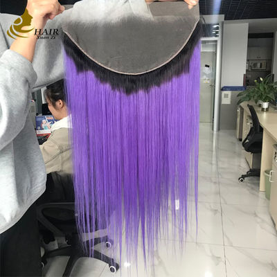 T1b/Purple Virgin Human Straight Hair 13*6 Lace Front Closure With Light Brown Lace