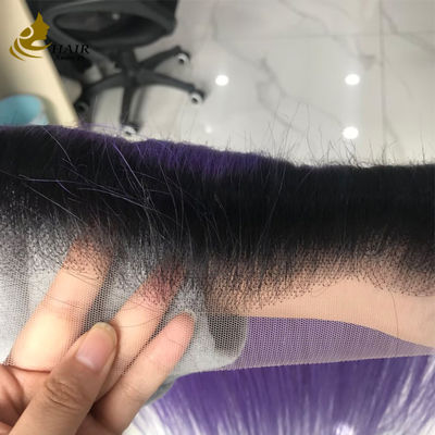T1b/Purple Virgin Human Straight Hair 13*6 Lace Front Closure With Light Brown Lace