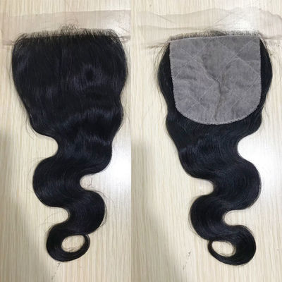 Pass The Needle Human Hair Lace Closure 4*4 Transparent Lace Body Wave Natural Black Closure