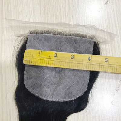 Pass The Needle Human Hair Lace Closure 4*4 Transparent Lace Body Wave Natural Black Closure