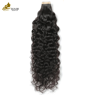 20inch Natural Black Water Wave Tape In Human Hair Extensions