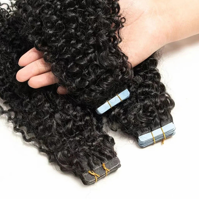 20inch Natural Black Water Wave Tape In Human Hair Extensions