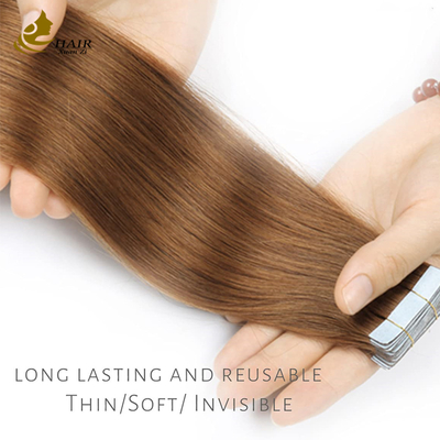 #30 Color Straight Virgin Hair Tape In Human Hair Extensions For Woman