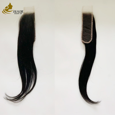 10inch Virgin Human Hair Natural Black Straight Hair Bundles With 10inch HD 2*6 Hair Closure