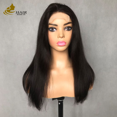 22inch Natural Black Straight Human Hair 4*4 Front Lace Wig