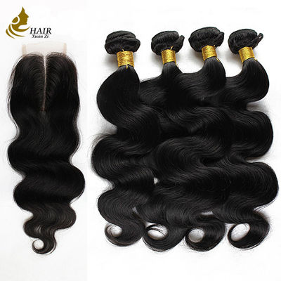 Real 100% Remy Human Hair Extensions Peruvian Body Wave Bundles With Closure