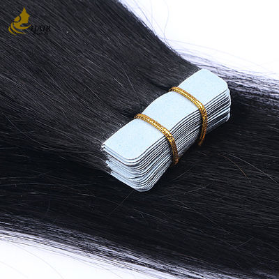 Cuticle Aligned 16 Inch Tape In Hair Extensions Virgin Remy Wigs Black