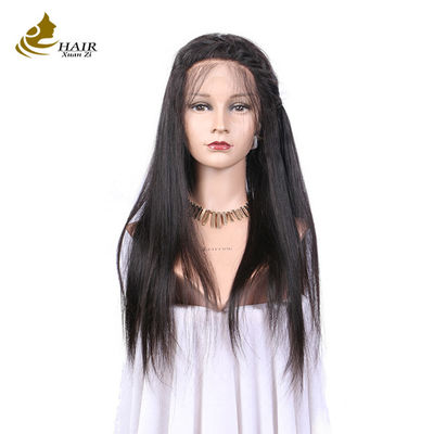 Customized Human Hair Front Lace Wig Natural Black Straight Human Hair Wig