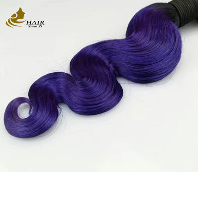 Purple Color Body Wave Ombre Human Hair Extensions 26 Inch Virgin Human Hair Bundles
