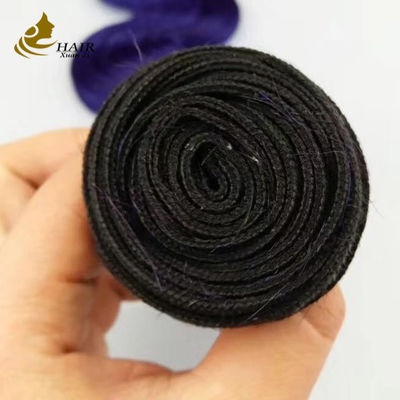 Purple Wavy Ombre Human Hair Extensions 26 Inch Kinky Curly