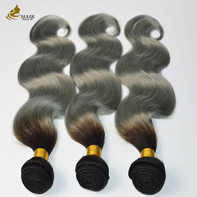 Brazilian Ombre Human Hair Extensions Grey Color Virgin Human Bundles