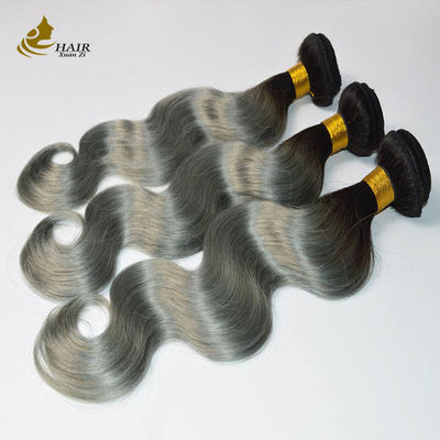 Brazilian Ombre Human Hair Extensions Grey Color Virgin Human Bundles