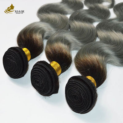 Brazilian Ombre Human Hair Extensions Grey Color Virgin Human Bundles