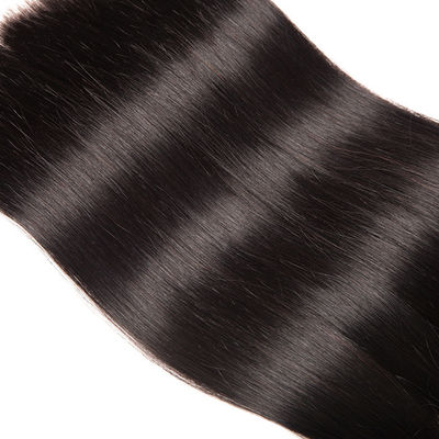 Unprocessed 100 Virgin Hair Human Bundles Natural Color Straight Hair Weft With Closure