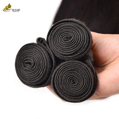 Unprocessed 100 Virgin Hair Human Bundles Natural Color Straight Hair Weft With Closure