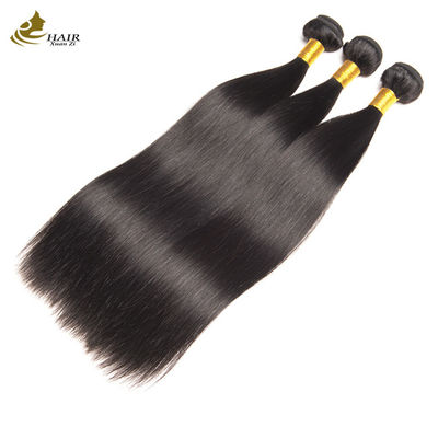 OEM 18 Inches Natural Black Straight Raw Virgin Human Hair Bundles With Closure