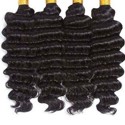 12A Grade Deep Wave 100 Virgin Human Hair Bundles 95-100g With Closure