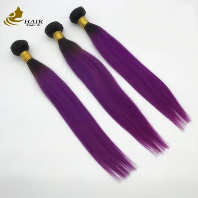 1B Purple Colored Ombre Human Hair Extensions Bundles Remy Human Hair Weft