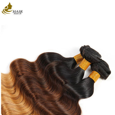 Factory Price Ombre Human Hair Extensions 1b/4/27 Brazilian Virgin Hair Body Wave Bundles With Closure