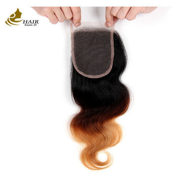Factory Price Ombre Human Hair Extensions 1b/4/27 Brazilian Virgin Hair Body Wave Bundles With Closure