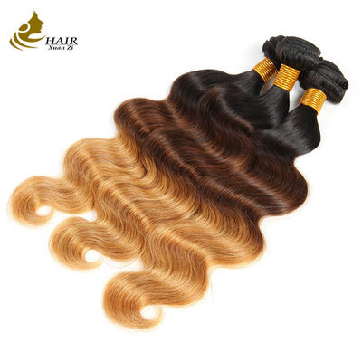 Factory Price Ombre Human Hair Extensions 1b/4/27 Brazilian Virgin Hair Body Wave Bundles With Closure