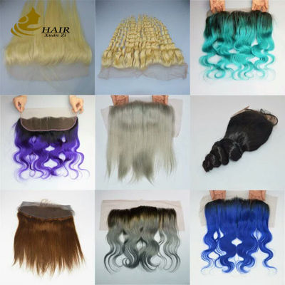Customized Color Ombre Human Hair Extensions Bundles With Closure