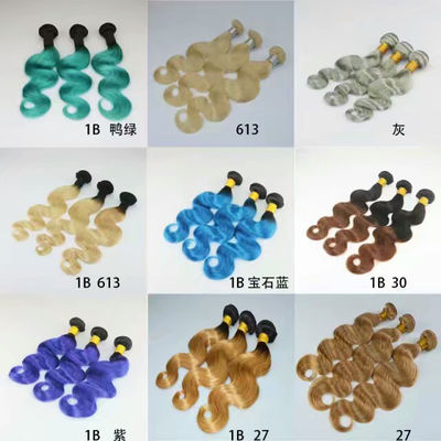 Smooth Green Ombre Human Hair Extensions 8 Inch-30 Inch