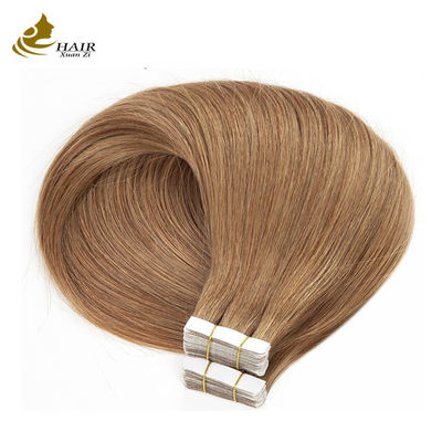 Straight Brown Color Seamless Tape In Extensions Remy Human Hair Extension