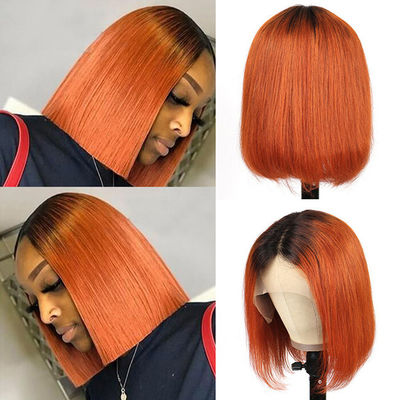 130% Density 1b/ Orange Customized Human Hair Wig Human Hair Short Bob Wigs