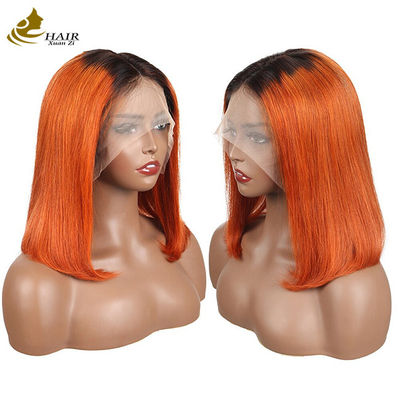 130% Density 1b/ Orange Customized Human Hair Wig Human Hair Short Bob Wigs
