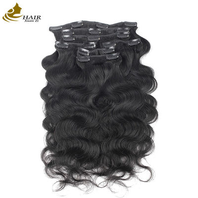 Wholesale Natural Black Brazilian Remy Human Hair Body Wave Clip In Hair Extensions