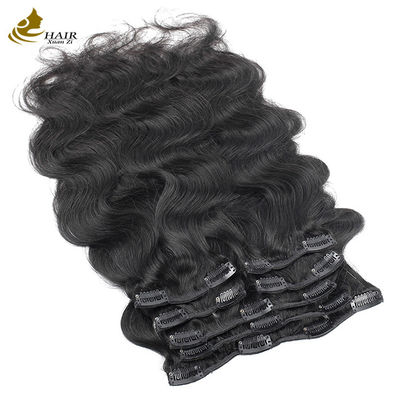 Wholesale Natural Black Brazilian Remy Human Hair Body Wave Clip In Hair Extensions