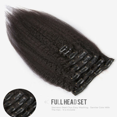 Natural Black Hair Extensions Weave Clip In Long Kinky Straight ODM