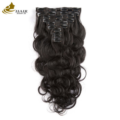 Human Remy Body Wave 18 Inch Curly Clip In Hair Extensions