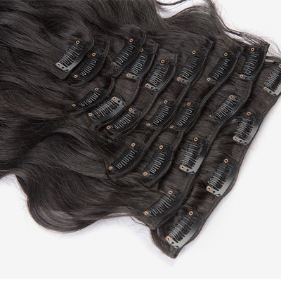 Human Remy Body Wave 18 Inch Curly Clip In Hair Extensions