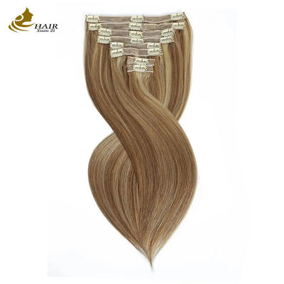 10 Piece Peruvian Clip In Ponytail Extension Strawberry Blonde Real Human Hair