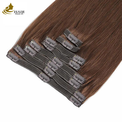 Dark Brown 22 inch Clip In Hair Extensions human Hair 100% Virgin 16 Pieces