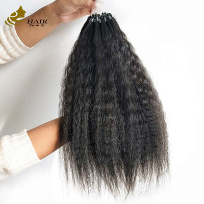 Kinky Straight Prebonded Nano Human Hair Extensions Natural Black 18inch