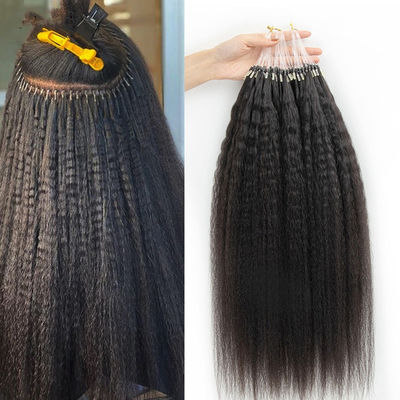Kinky Straight Prebonded Hair Extensions Nano Virgin Human Hair Extensions Natural Black 18inch