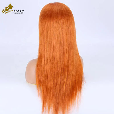 Orange Straight Virgin Human Hair Wigs Full Lace Wig Customized Human Hair Wig