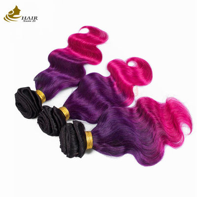 Ombre Human Hair Extension Body Wave Customized Color Violet Virgin Hair Bundles