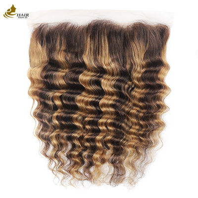 Piano 4/27 Deep Wave Human Hair Lace Closure Brazilian Hair Transparent 13X4 Closure