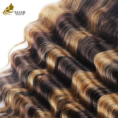 Piano 4/27 Deep Wave Human Hair Lace Closure Brazilian Hair Transparent 13X4 Closure