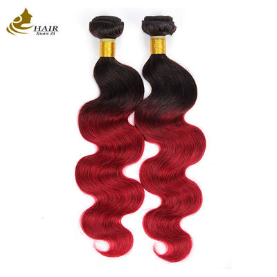 Red Ombre Human Hair Extensions Brazilian Human Hair Bundles With Closure