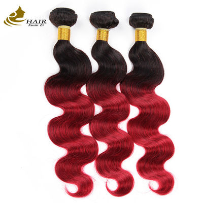 Red Ombre Human Hair Extensions Brazilian Human Hair Bundles With Closure