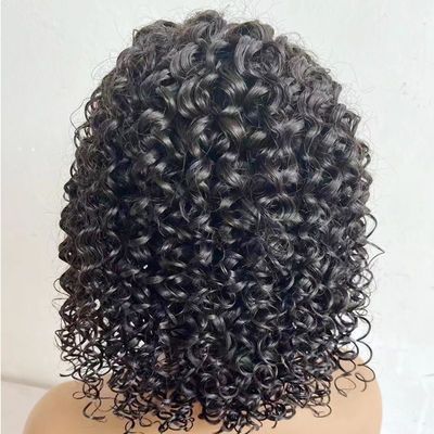 Remy 100% 4*4 Human Hair Lace Wig Short Curl Natural Black Human Lace Front Wig