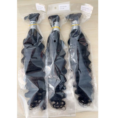 Double Drawn Deep Wave Virgin Human Hair Bulk For Braiding Natural Black