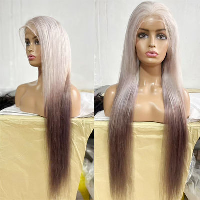 New Wig Female European And American Fashion Gradient Color In Long Straight Hair Highlights Brown Gold Chemical Fiber Headgear Female